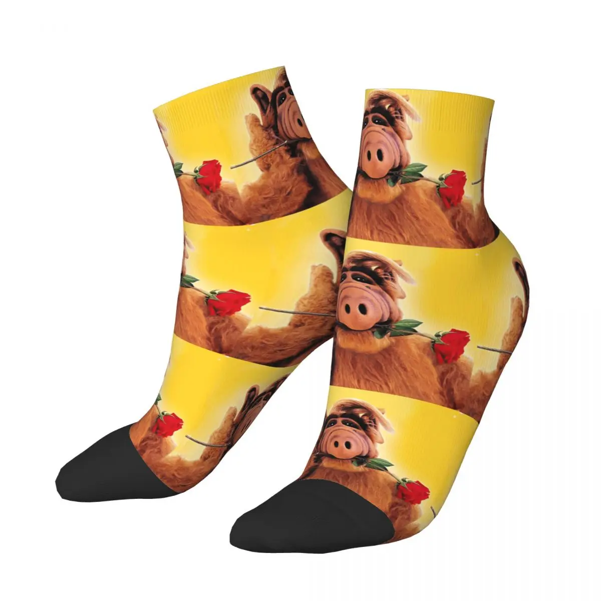 Alf With Flower Men Women Crew Socks Unisex Funny 3D Print Alien Life Form Sci Fi Tv Show Dress Socks