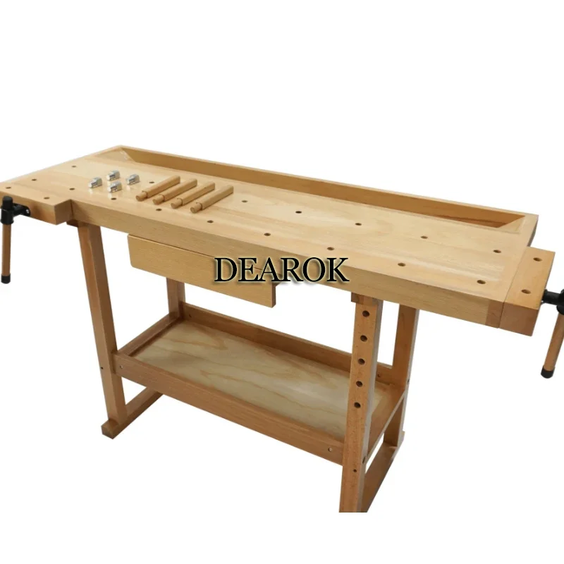 Multifunctional Woodworking Workbench Console Beech Wood Workbench Diy Manual Carpentry Solid Wood Table With Clamp YL-151-A