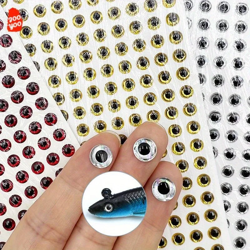 3D Simulation Lure Fish Eyes Stickers Self-Adhesive Holographic Fishing Lure Eyes DIY Bait Trout Bass Fishing Tackle Accessories