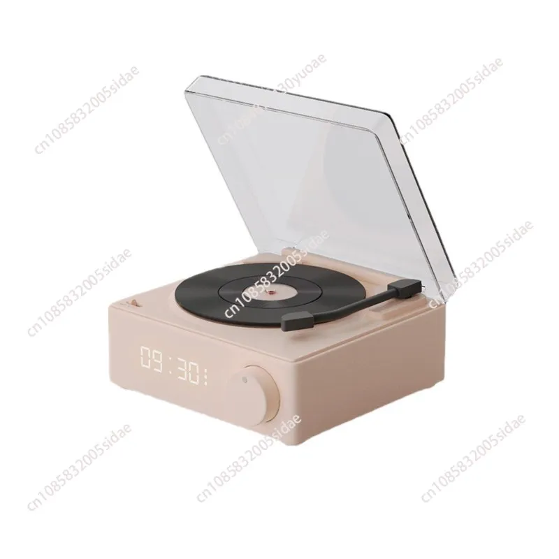 2022 New Retro Vinyl Wireless Bluetooth Speaker Alarm Clock Small Record Player Portable High-quality Audio Home Smart Stereo