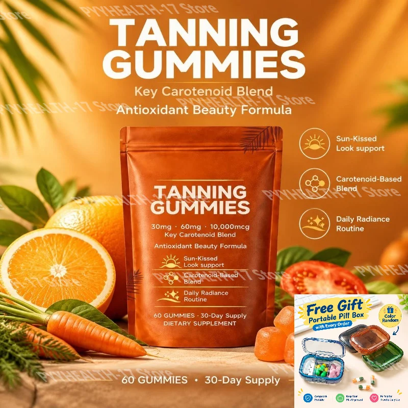 Tanning Gummies Daily Radiance Routine To Support Skin Vitality During Sun Exposure with Lycopene and Vitamin E 60 Gummies