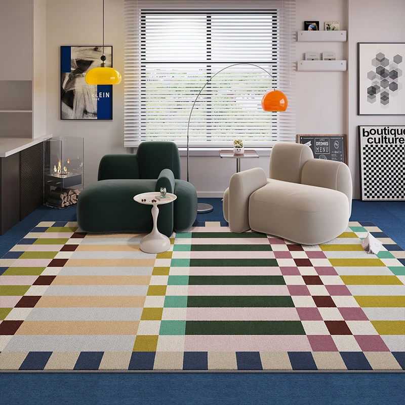 VIKAMA Ins Style Loop Pile Rug Waterproof Living Room Sofa Coffee Table Bedroom Bedside Cloakroom Floor Mat Home Decor
