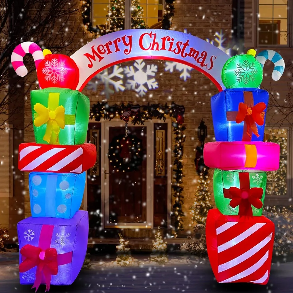 Coffrets cadeaux gonflables de Noël, arche d'arche avec bonbons, décoration joyeux Noël, sauter, 4.2 par LED, 8 pieds