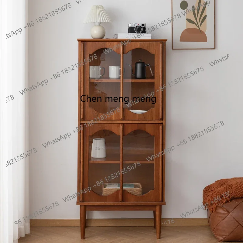 

Лидер продаж, скандинавский ретро шкаф-витрина из цельного дерева, средневековая гостиная, вишневое дерево, стеклянный винный шкаф, декоративное хранилище, sid