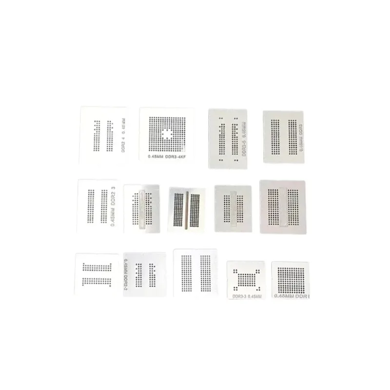 15pcs/lot SET BGA Reballing Stencil Dedicate Kit For DDR DDR2 DDR2-2 DDR2-3 DDR3-2 DDR3-3 DDR5 DDR6 DDR7 0.35MM 0.4MM 0.45MM