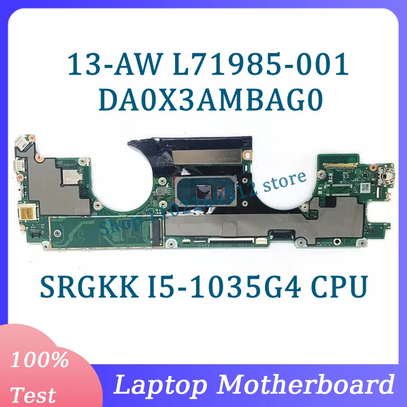 L71985-001 L71985-501 L71985-601 Moederbord Da0x3ambag0 Voor Hp 13-aw Laptop Moederbord Met Srgkk I5-1035G4 Cpu 100% Getest Goed