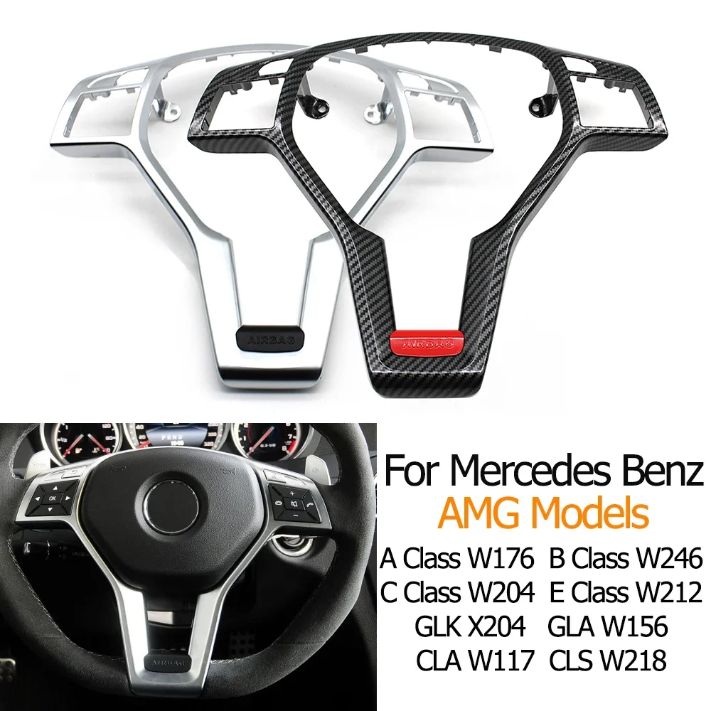 Car Steering Wheel Chrome Panel Cover Trim For Mercedes Benz AMG A B C E GLK GLA CLA CLS Class W176 W246 W204 W212 W156 W117 2