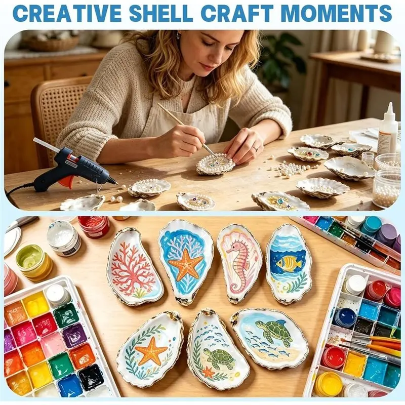 [HOT!A34R】 Beach Wedding Decor& Christmas Ornament Flat Oyster Shells, 30PCS Natural Seashells For Crafts, Decoupage