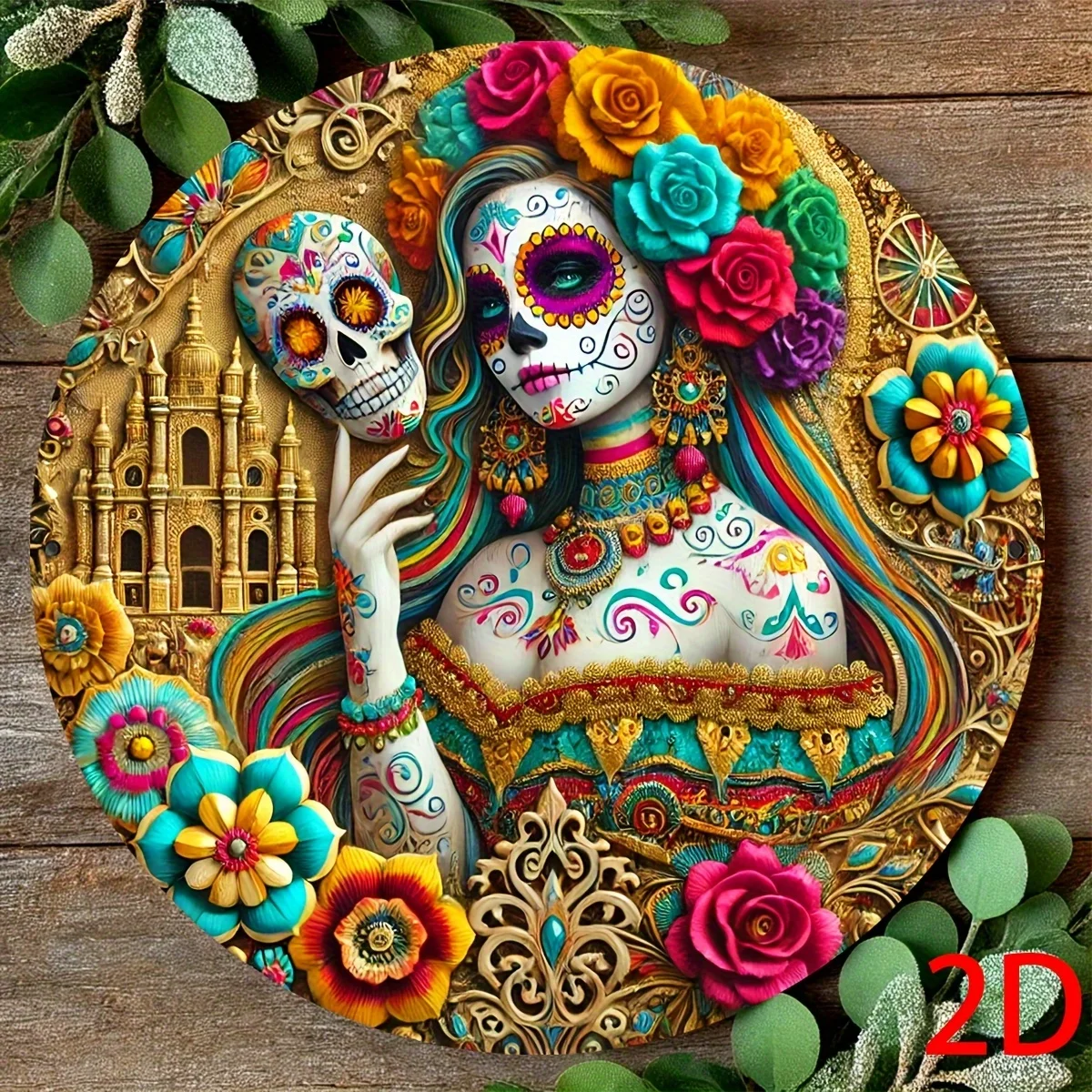 CIFBUY Retro Day Of The Dead Catrina Skull Aluminum Wall Art Waterproof Wearproof Home Bar Cafe Studio Yard Decor Gift
