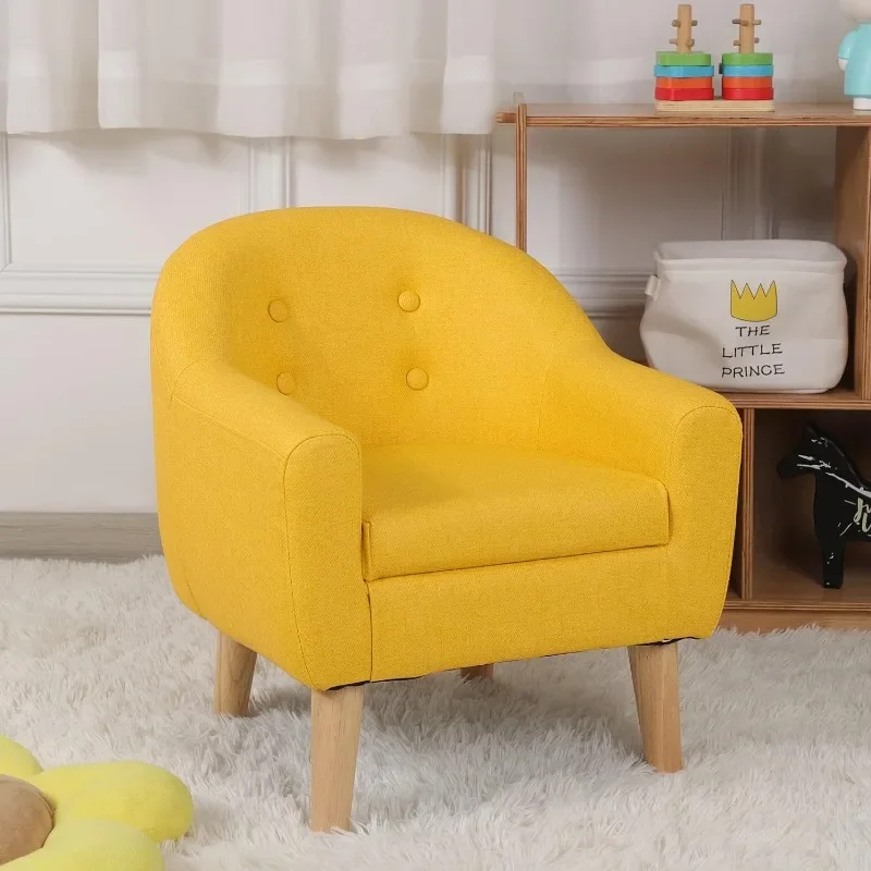 Getifun Single PVC Kids Sofa Chair, Toddler Sofa Couch with Wooden Legs, Ideal Children Armchair for Children Gift (Yellow)