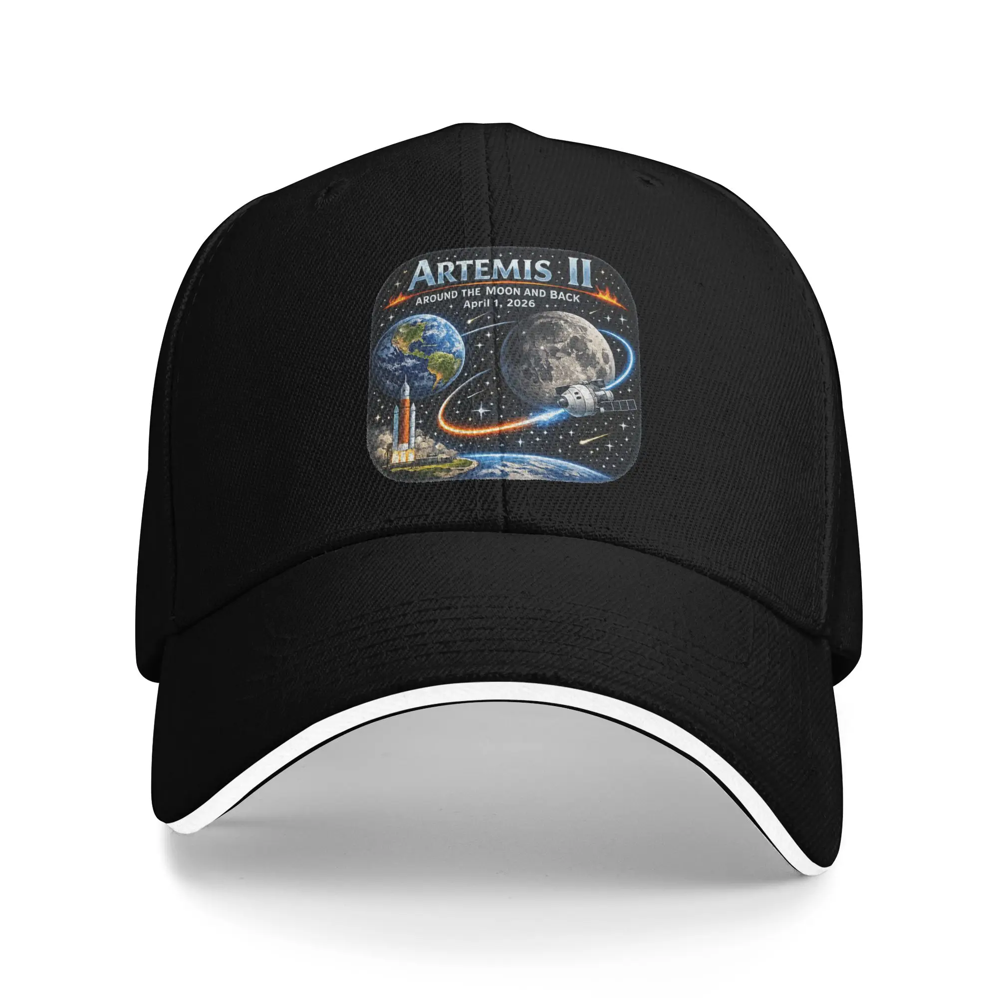 Artemis II Journey Around the Moon 2026 Sandwich Baseball Cap Classic Washed  Snapback Cap Unisex Summer Adjustable Fit Hats