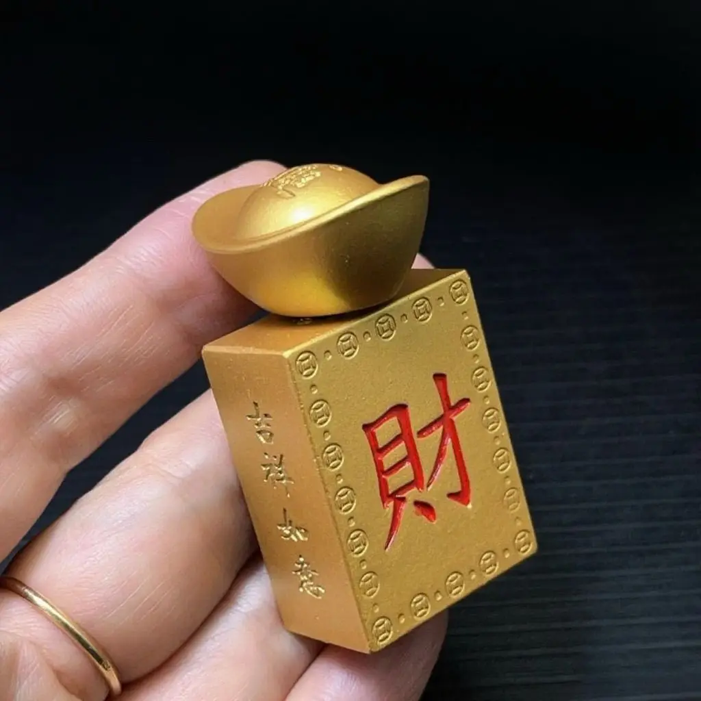 New Fortune Ingot Blessing Figurine Home Office Desk Decoration Handheld Ornament Holiday Gift for Friends