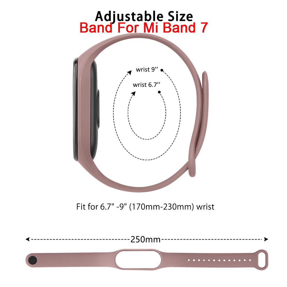 5Pcs/lot Silicone Band For Xiaomi Mi Band 7 6 5 4 3 Strap Watchband Bracelet For Xiaom Miband 7 6 5 Wristband Replacement