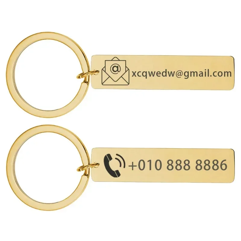 

Engraved Customized Stainless steel Personalized Keychain Name Phone Number Gift for Anti-lost Keyring Keychain Accessories Z51