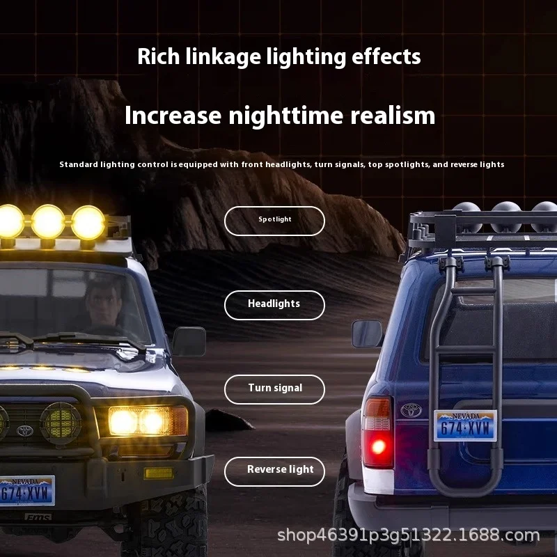 Fms novo veículo de escalada off road de simulação fcx10 pro lc80 com controle remoto de alta e baixa velocidade, presente de aniversário masculino