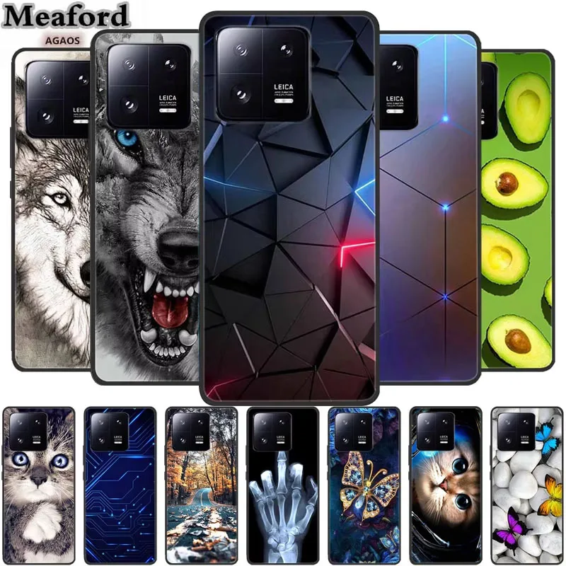 

For Xiaomi 13 Pro Case Animals TPU Soft Silicone Back Cover Phone Case For Xiaomi13 Pro Coque Shockproof Cartoon Wolf Gift Funda