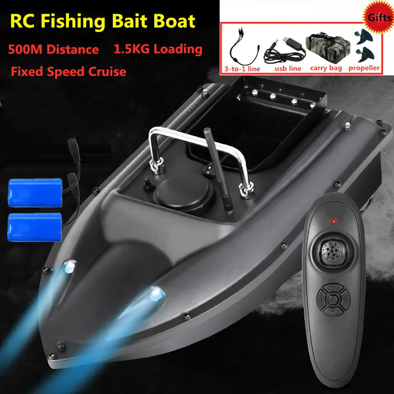 

Free Bag Fixed Speed Cruise Function Remote Control RC Fishing Bait Boat 2 Motors 500M RC Nest boat finder With Dual Night Light