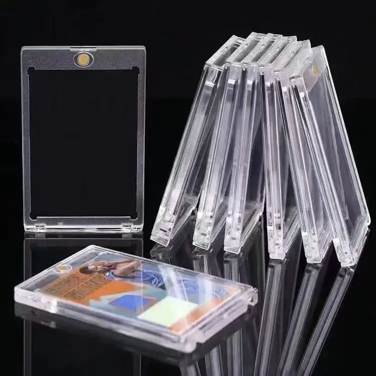 5Pcs 35PT Magnetic Card Holder Clear Trading Card Case,Waterproof UV Protection Acrylic Display Stand for Pokemon Game Cards