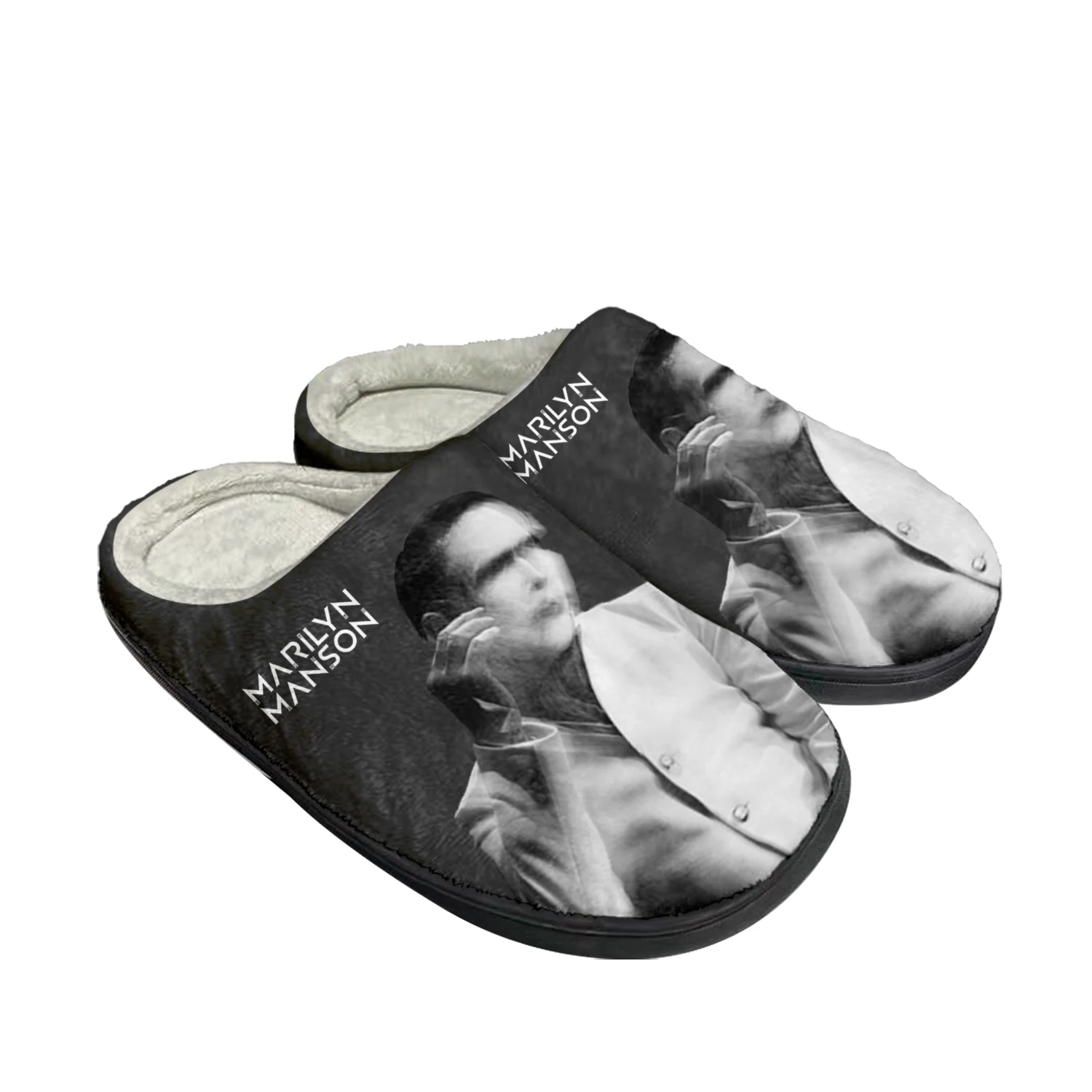 Rock Band Cantor Marilyn Manson Casa Algodão Personalizado Chinelos Mens Womens Sandálias de Pelúcia Quarto Manter Quente Sapato Térmico Chinelo