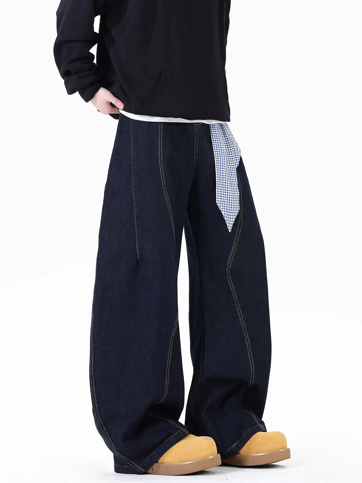 بنطلون جينز نسائي أزرق داكن Y2k مضيئة هاراجوكو عتيق فضفاض صديقها من قماش الدنيم بنطلون جينز جاكار على الطراز الياباني 2000s 2025