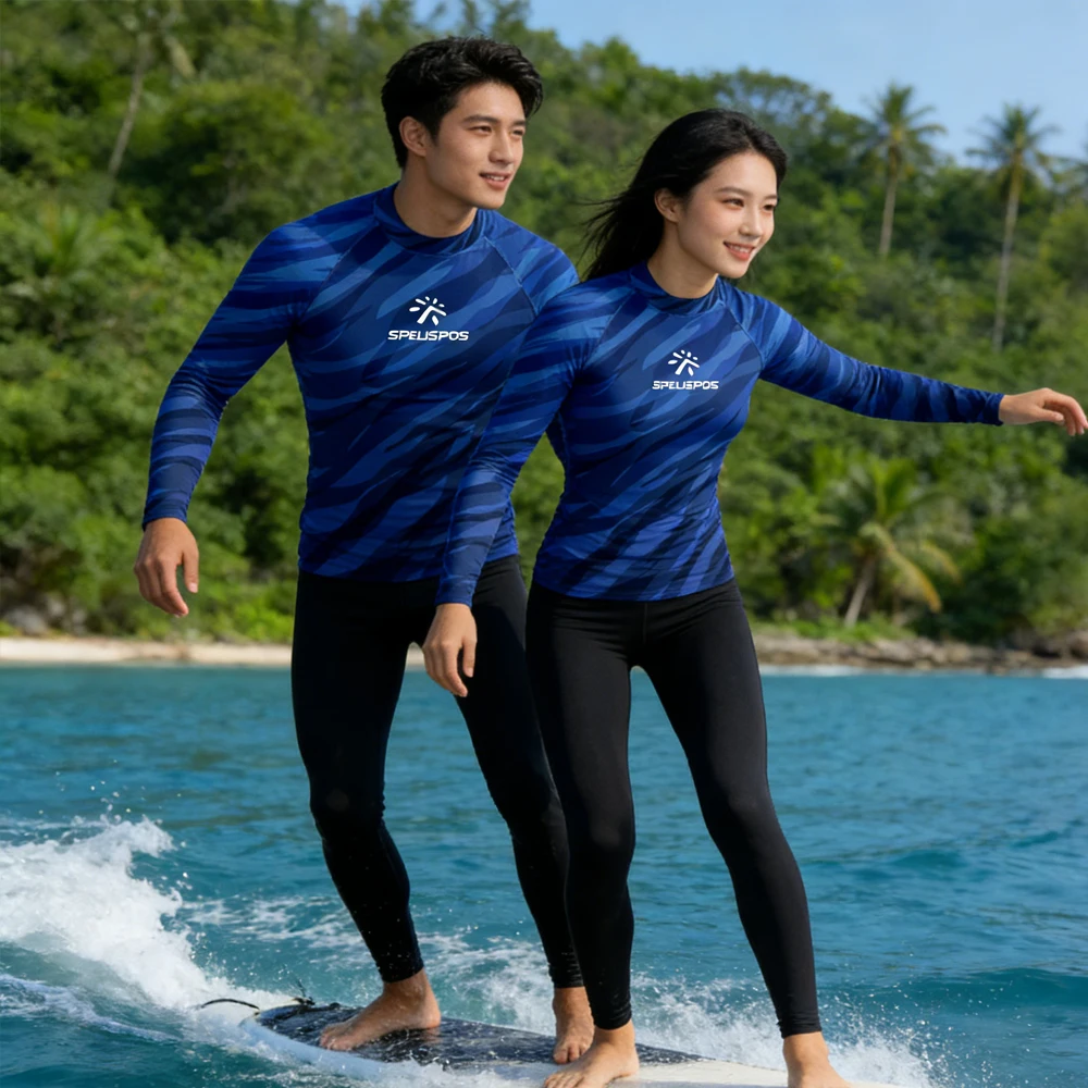 

UPF50+ Long Sleeve Men's and Women's Rash Guard Surf Shirt Surfing Clothing Breathable Sportswear Swim Top for Water Sport Tour