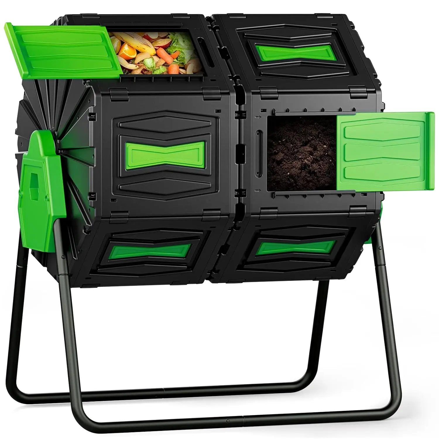 Compost Tumbler, Easy Assemble & Efficient Outdoor Compost Bin, 45 Gallon/170 Liter Large Dual Chamber Rotating Composter