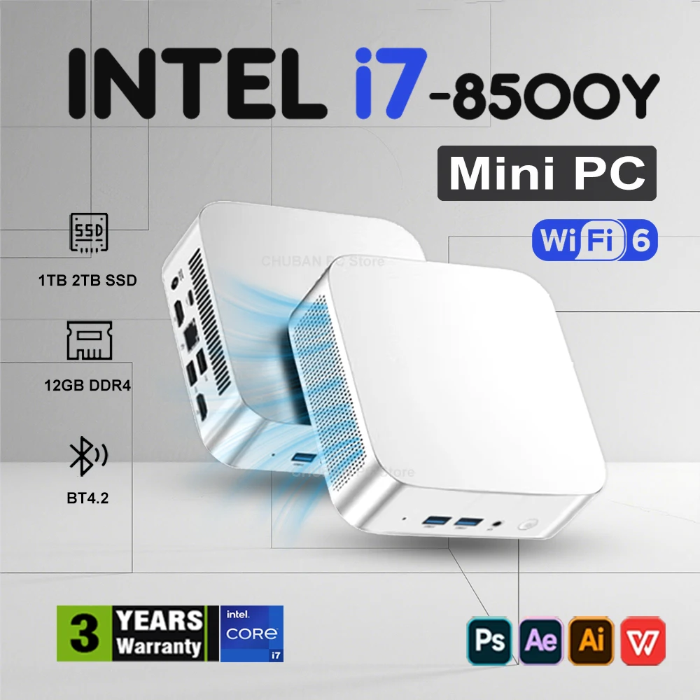 

Портативный мини-ПК геймер Intel Core i7 8500Y Windows 10 Мини-компьютер ПК 12 ГБ DDR4 1 ТБ 2 ТБ SSD WIFI6 Type-C Мини-настольный компьютер
