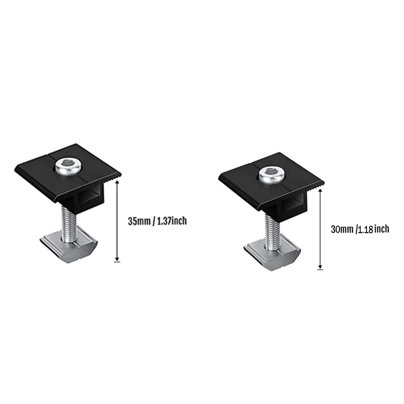 8 Pack Centre Clamp Black T-Shaped Centre Clamp Photovoltaic Adjustable Solar Panel Centre Clamp For Solar Panel