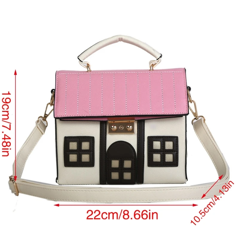 Women PU Leather Shoulder Bag Cartoon Handbag House Shaped Messengers Bag Girl Casual Crossbody Bag Shopping Dating Bag