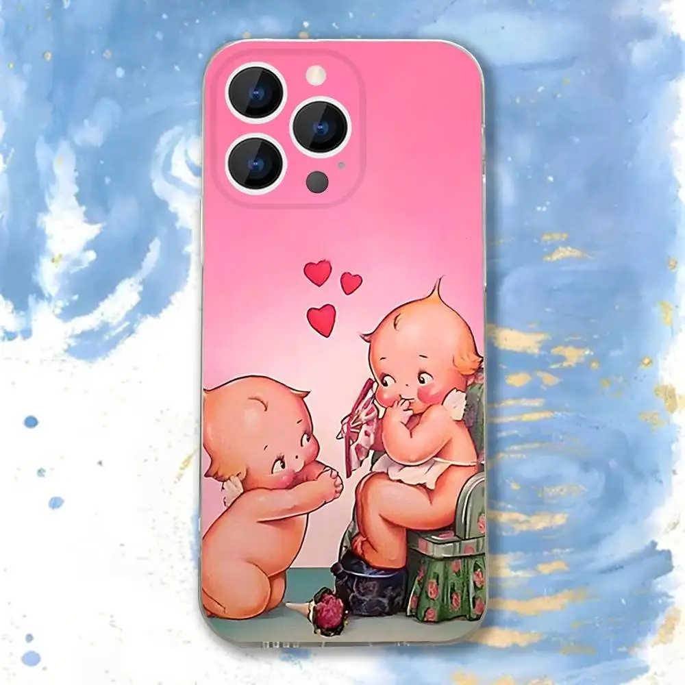 K-Kewpie Cute Angel Transparent soft case for iPhone 17,16,15,14,13,12,11,Pro,Max,Plus, X,XS,XR,SE4,E Mini