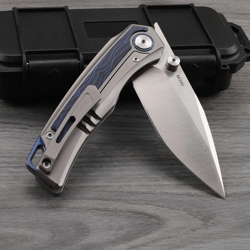 M390 Steel Titanium Alloy Handle Folding Knife Outdoor Camping Self-defense Portable Pocket ECD Sharp Survival Tool