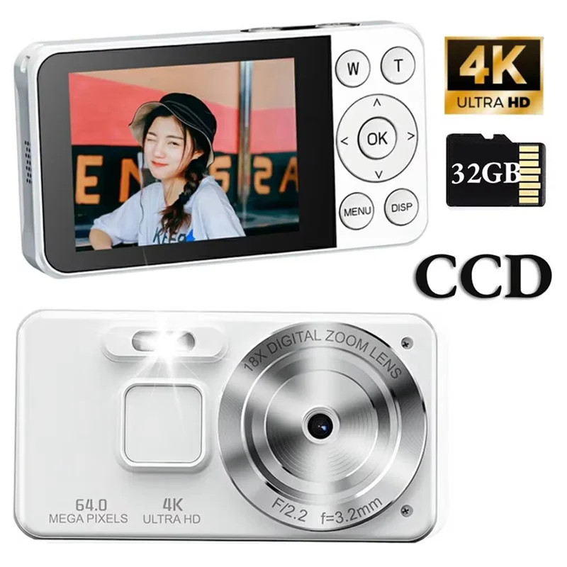 

B92B-Anti-Shake Digital Camera 4K 20MP CCD Autofocus Compact Video Camera With 32GB Card 18X Zoom For Student Kids