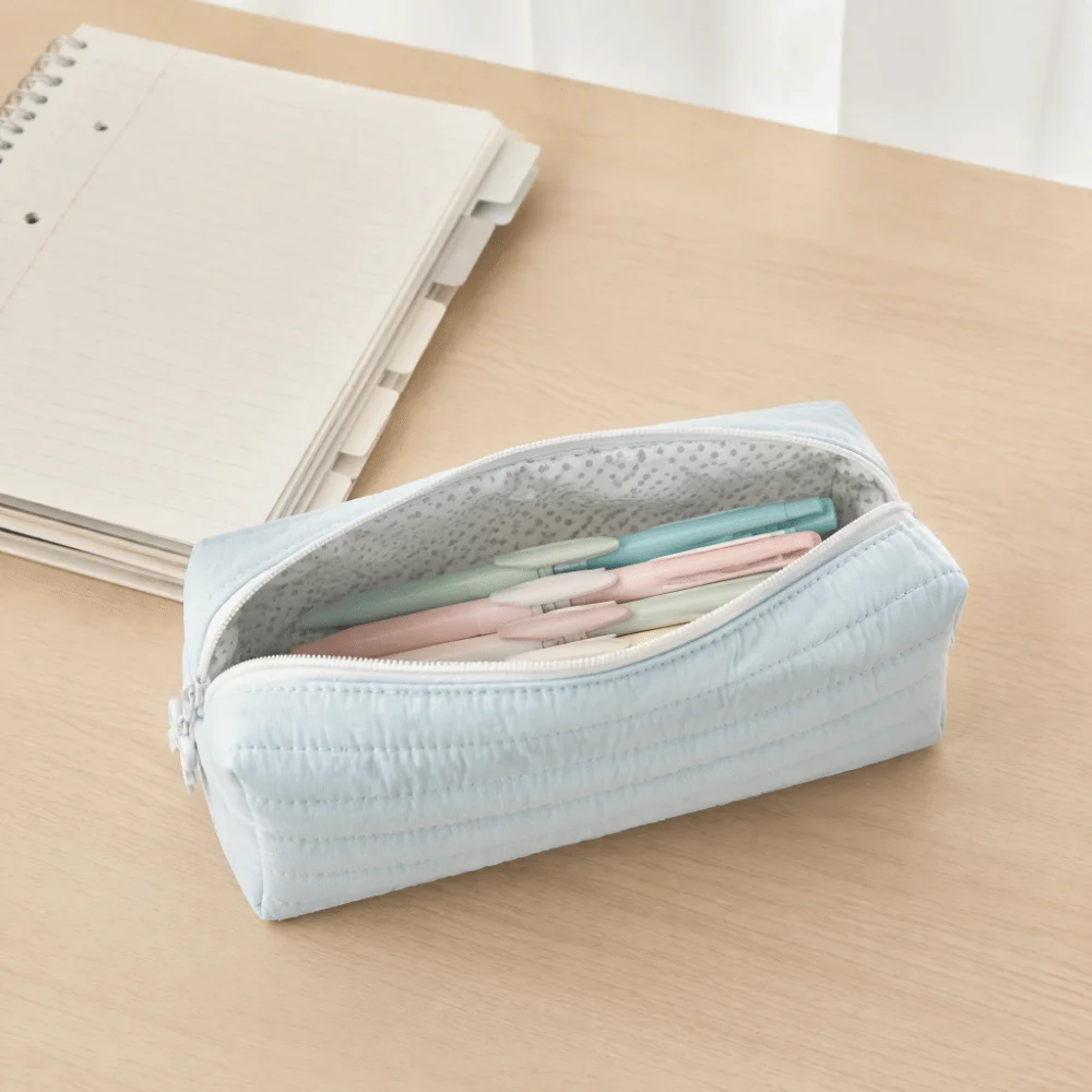 Multi-functional Cream Color Pencil Case Large-capacity Minimalist Stationery Organizer Durable Portable School Storage Bag