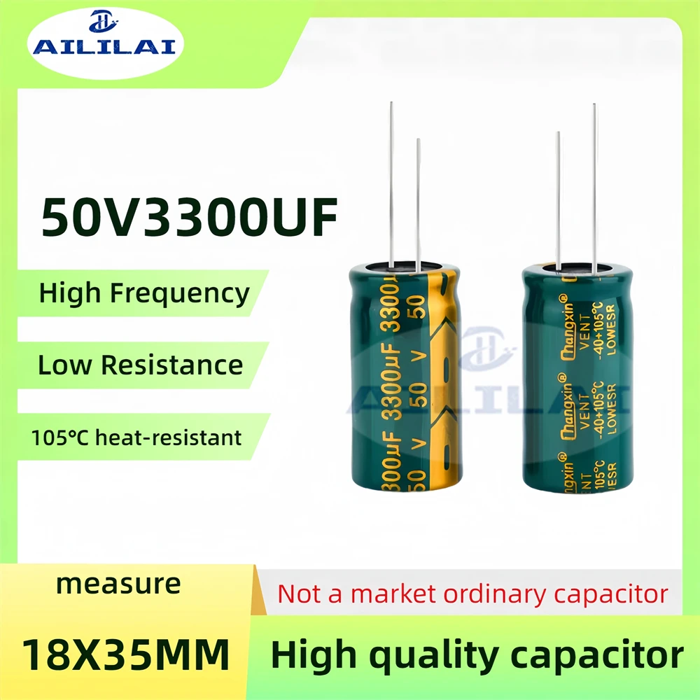 5PCS Original 50v3300uf Low ESR/Impedance High Frequency 50V 3300UF Aluminum Electrolytic Capacitor 50V3300UF Size: 18x35MM