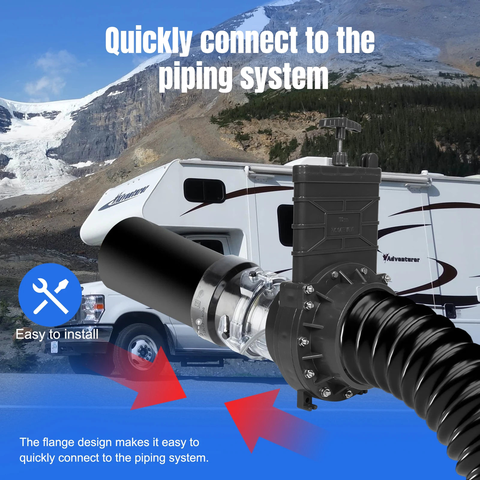 

Sliding Gate Valve W/Gate Keeper RV TRAILER VAN Spigot Valve Assembly UPVC Waste Sewer Valve