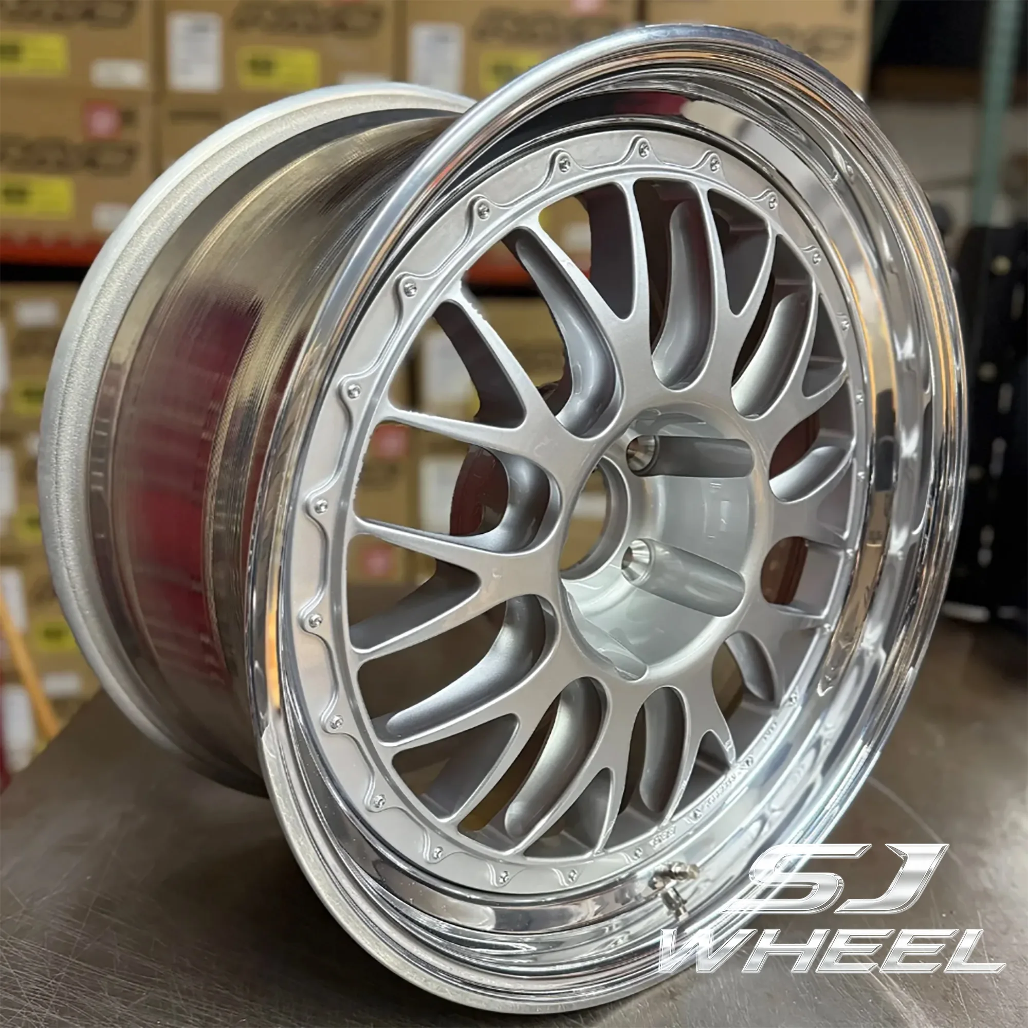 SJ Rims Custom 2-Piece 20 22 23 24 26 28 30 Inch Forged Gold Polish Wheels 5x127 Chrome Polish Brushed Wheels for Impala SS