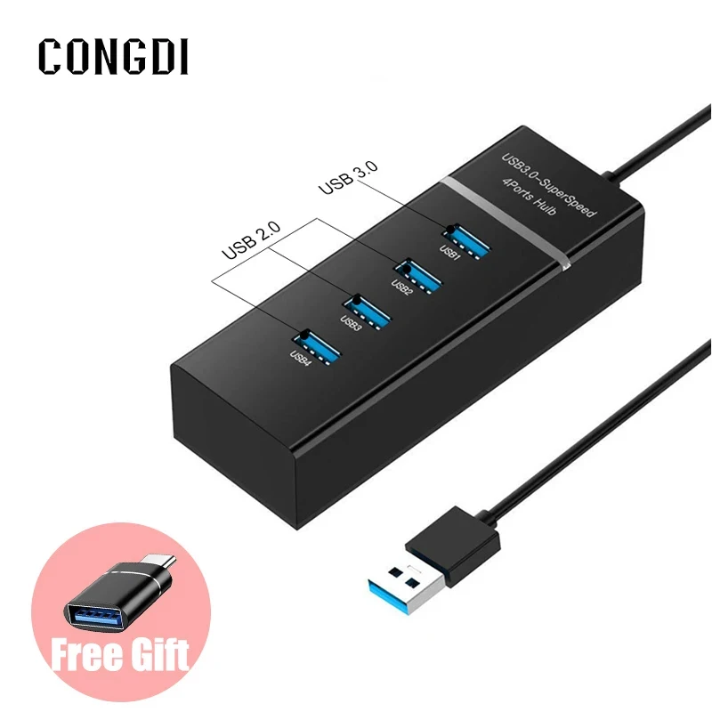 USB Hub 4 Ports Multiple USB 3.0/2.0 Hub Type C Extender For Laptop Computer PC MacBook Pro Windows Linux HUB Splitter Adapter