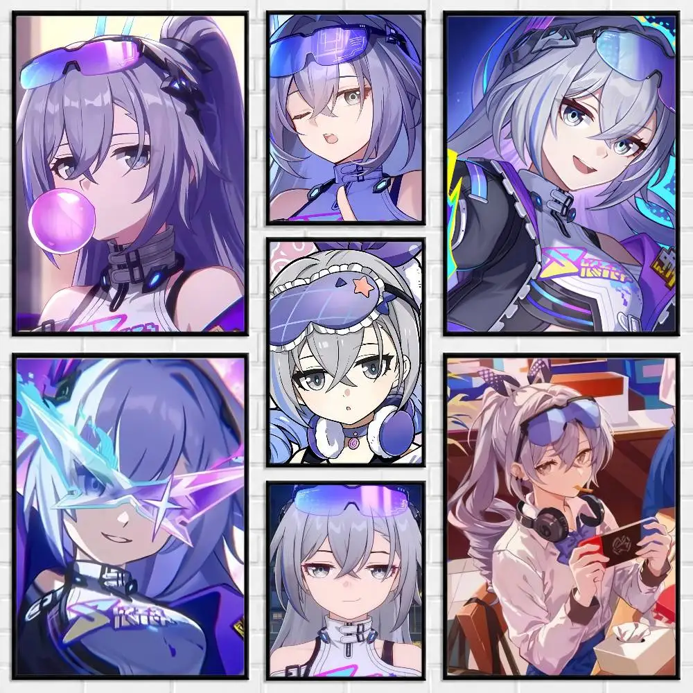 Game H-Honkai Star R-Rail Silver W-Wolf 999 Poster Versatile HD Waterproof Wall Art Self-Adhesive Decor for Any Space Ideal Gift