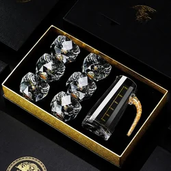 7 Pcs Turquoise Asterism Shot Glasses Set Gift Box Japanese EDO Crystal Wine Drink Glass Set Vodka Liquor Alcohol Shot Cups Set