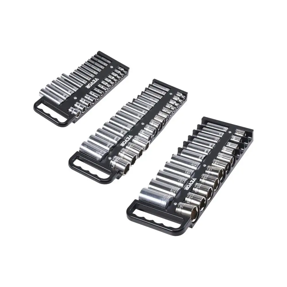 

Portable Magnetic Socket Organizer Tray 3PCS 76-Clip Set Metric SAE