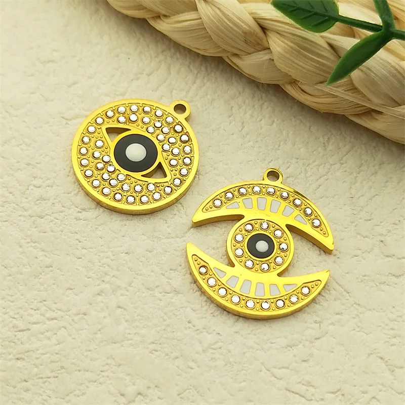 

Round Turkish Eye Devil's Eye Charms Stainless Steel Pendant Charm DIY Jewelry Bracelet Earring Necklace Making