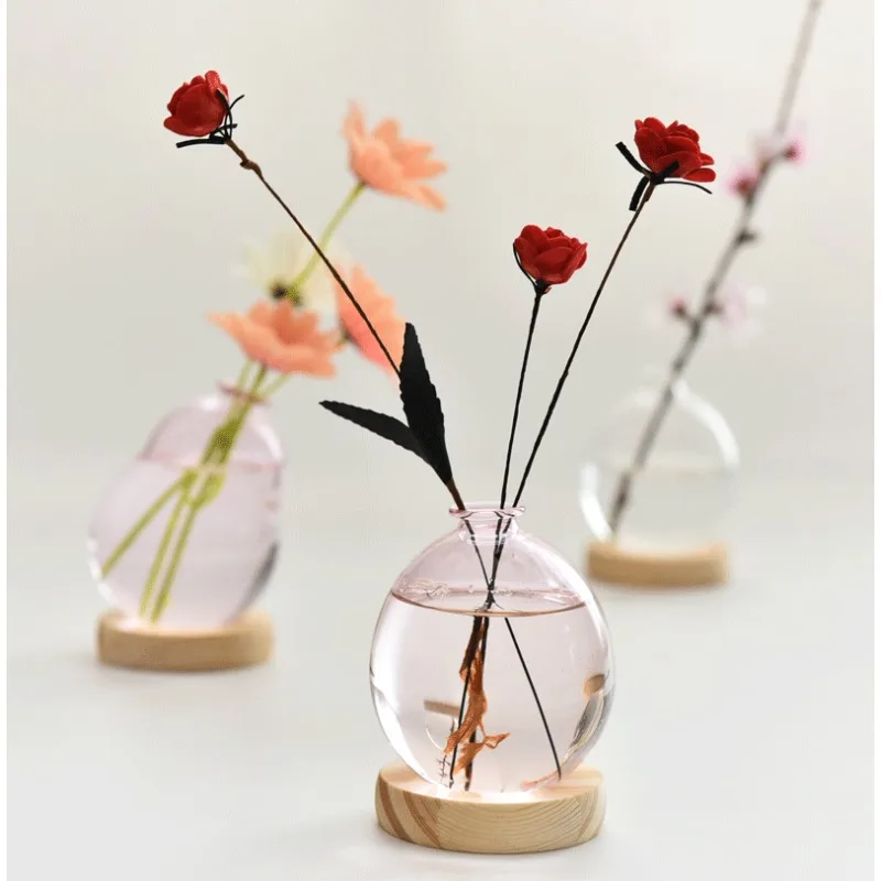 

Glass Bubble Vase Nordic Living Room Simple Creative Spherical Glass Vase with Base Home Decoration Birthday Gift Flower Pot