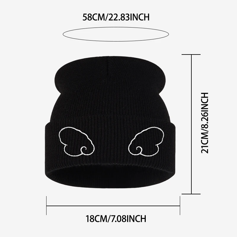 Stylish Angel Wings Embroidered Adult Beanie Soft Breathable Knit Cap for Trip Hangout Holiday Celebration Daily Casual Look