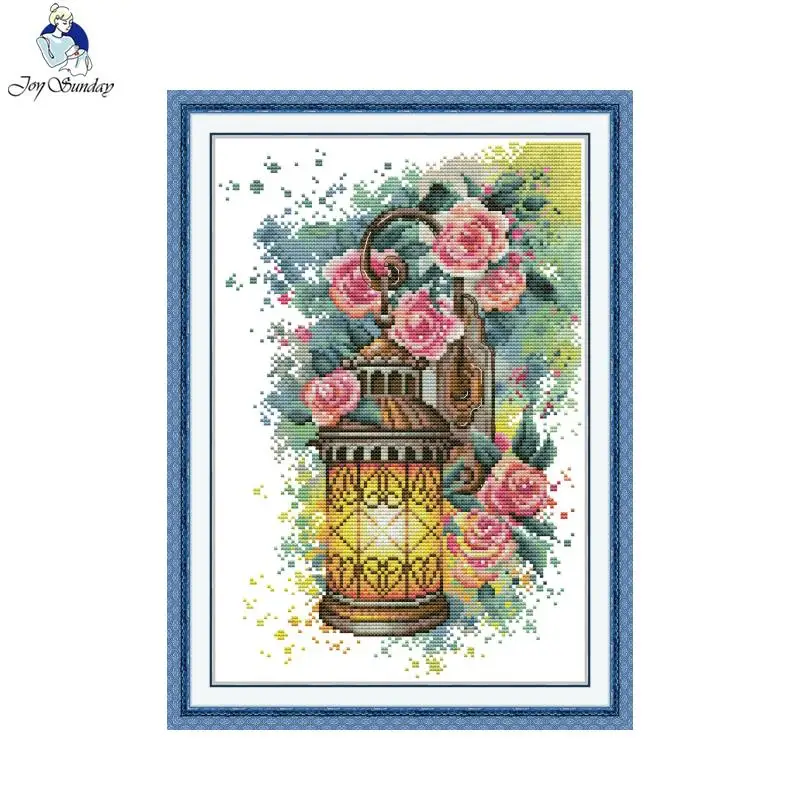 

Rose Wall Sconce Pattern Cross Stitch Kit Joy Sunday Aida 16/14/11CT Counted Printed Canvas DIY Embroidery Kit With A Small Gift