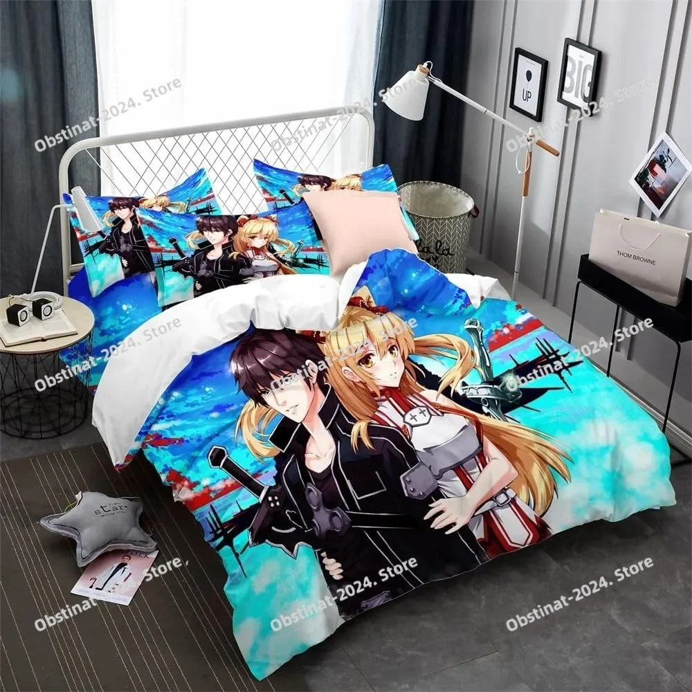 

Sword Art Online Cartoon Bedding Sets Exquisite Bed Supplies Set Duvet Cover Bed Comforter Set Bedding Set Luxury Birthday Gift