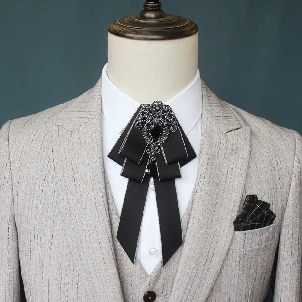 الأعمال الرسمية فستان قميص أسود حجر الراين الشريط ربطة العنق الكورية حجر الراين كريستال ربطة القوس فيونكة قماش نسيج الفن اليدوية