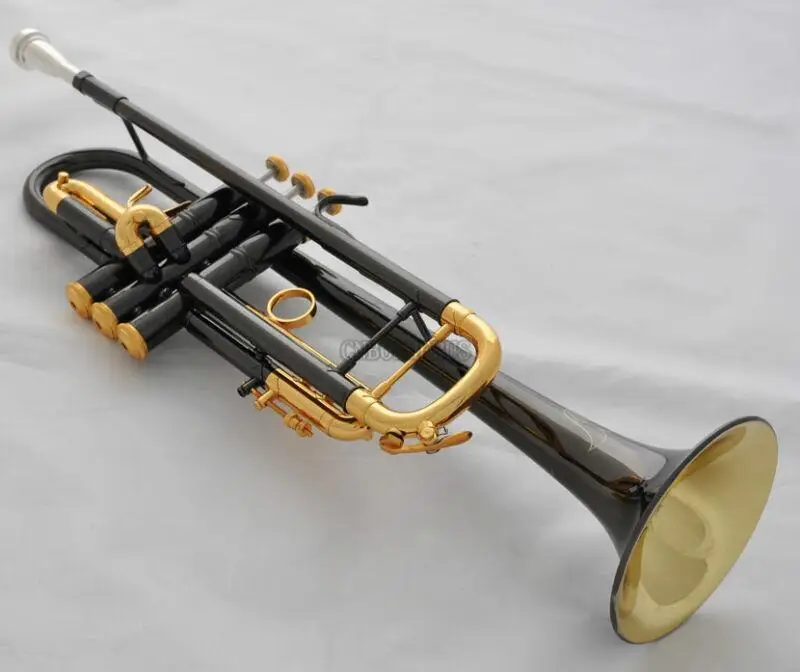 

Professional Black Nickel Trumpet Gold Bell Monel Valves B-Flat Horn With Case