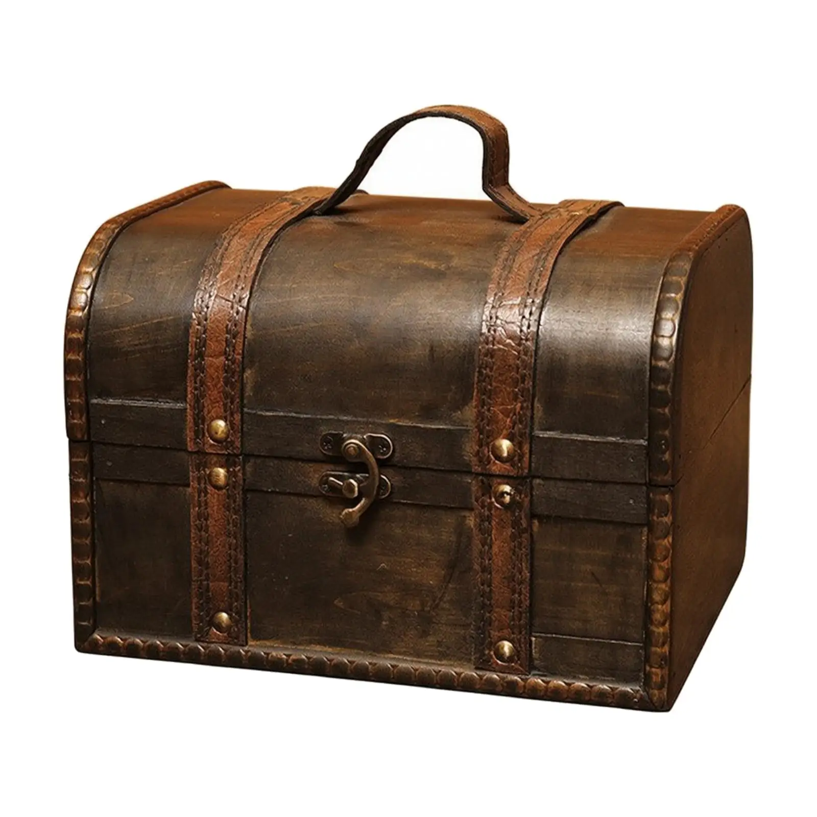 Vintage Wooden Storage Chest with Lid for Jewelry Organizer Antique Decorative Keepsake Box