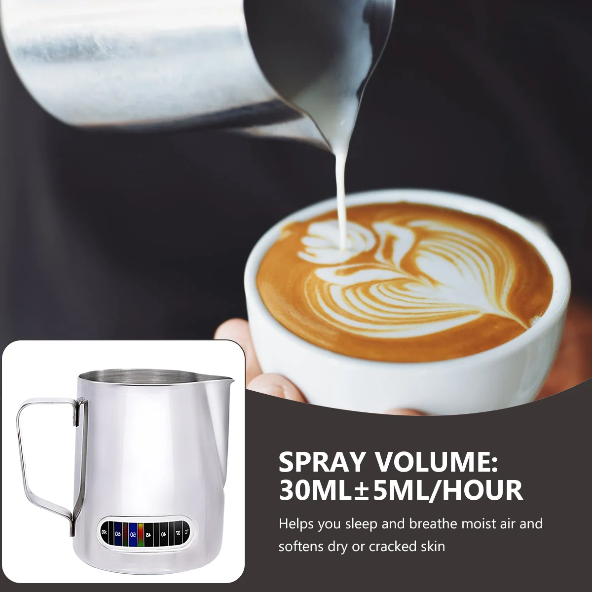 

Premium Coffee Frothing Jug with Heat Resistant Handle Milk Steaming Pitcher for Latte Art Accurate Fill Levels Fast Heating