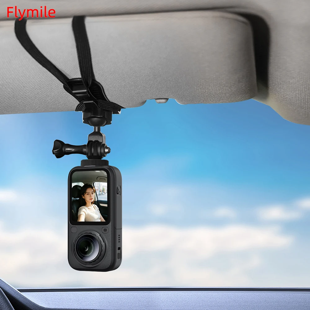 Flymile Car Sun Visor Mount for Insta360 X6/Osmo 360 II Camera Clip Video Photography Holder for Dashcam Footage